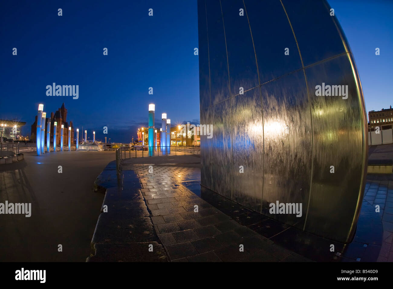 Roald Dahl Square at night Cardiff Wales UK Stock Photo