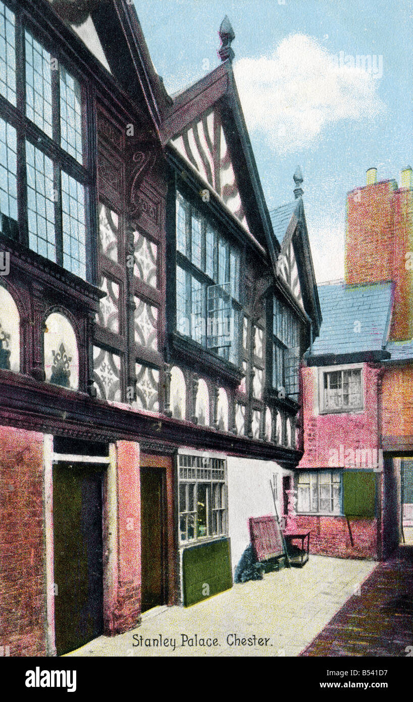 Old vintage picture postcard of Stanley Place Chester  EDITORIAL USE ONLY Stock Photo
