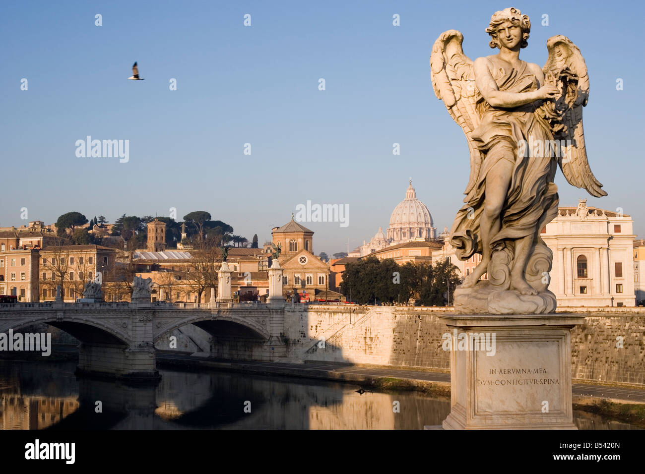 St. Peter´s basilica as seen from Sant´Angelo bridge, Rome. Italy Stock Photo