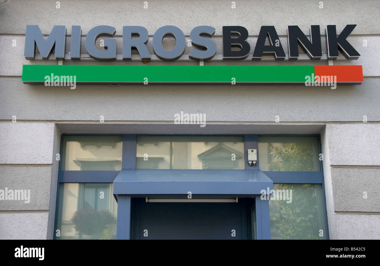 Migros Bank, migrosbank, bank, private banking, Switzerland, swiss, Europe, european,money. Stock Photo