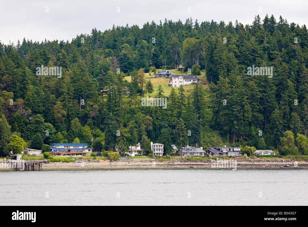 Residential island homes overlooking Puget Sound near Seattle