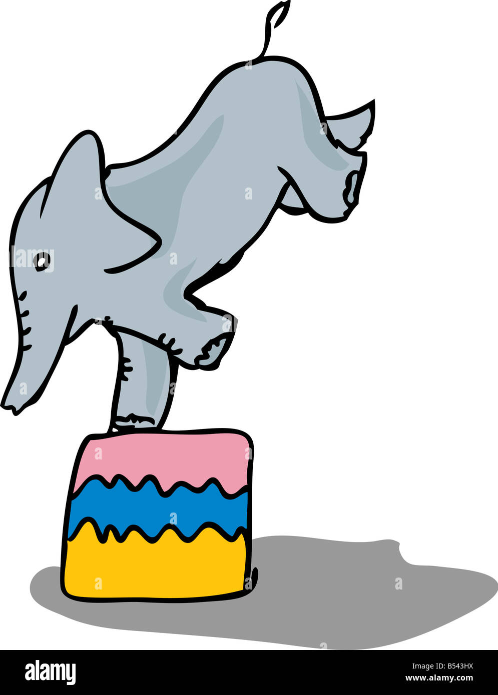 Elephant balancing on one leg in a circus Stock Photo Alamy