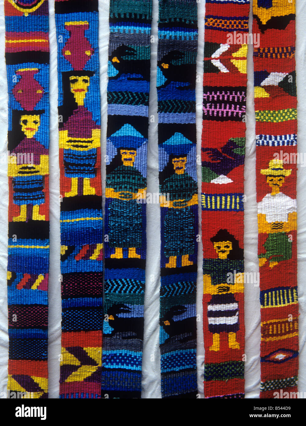 Guatemalan crafts cotton belts woven on backstrap loom Stock Photo