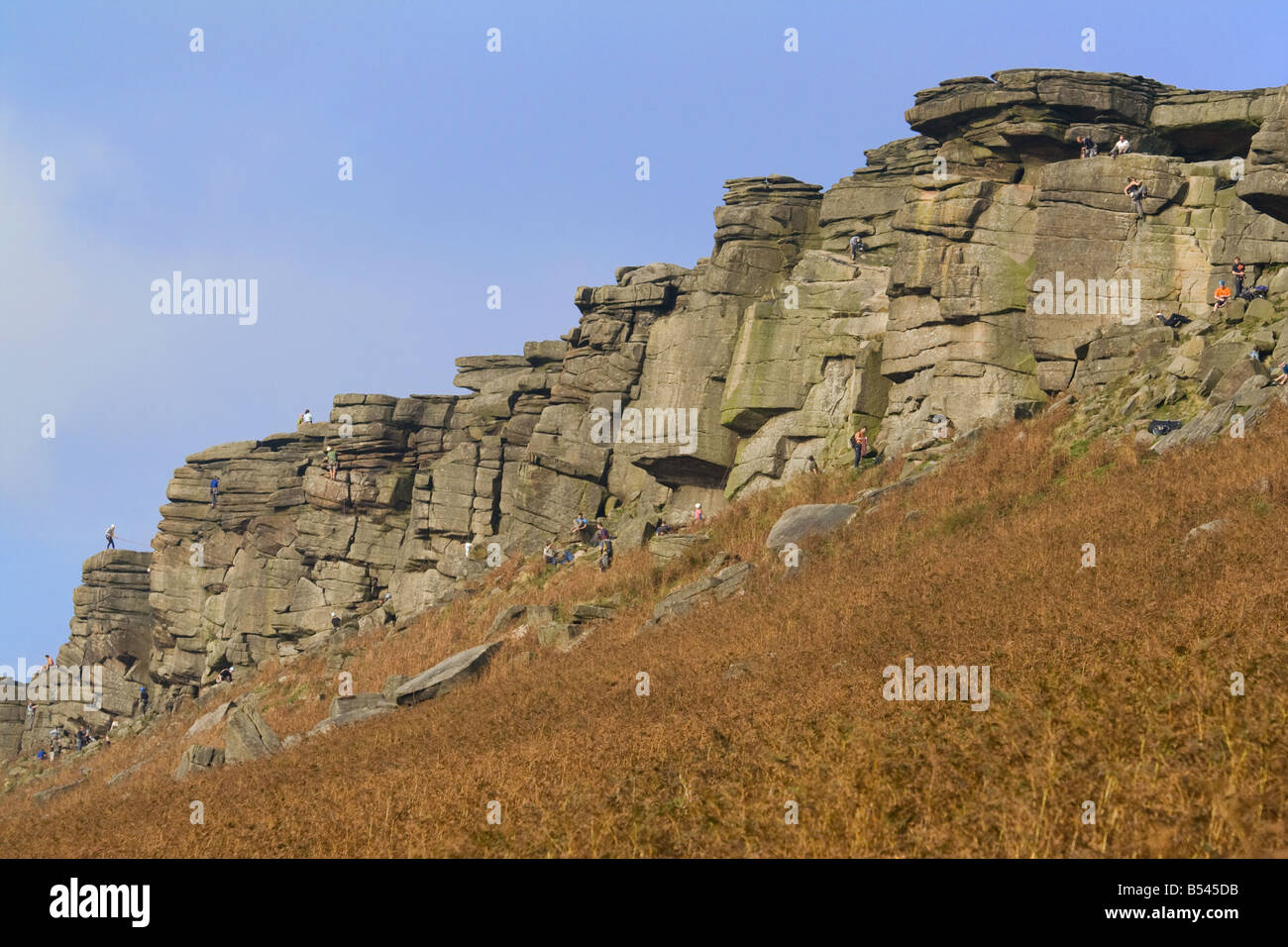 Views of Stanage Edge in sun Stock Photo