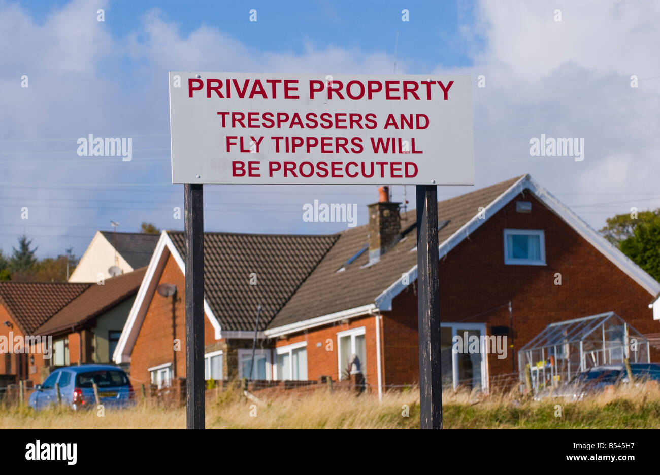 PRIVATE PROPERTY sign on land UK Stock Photo