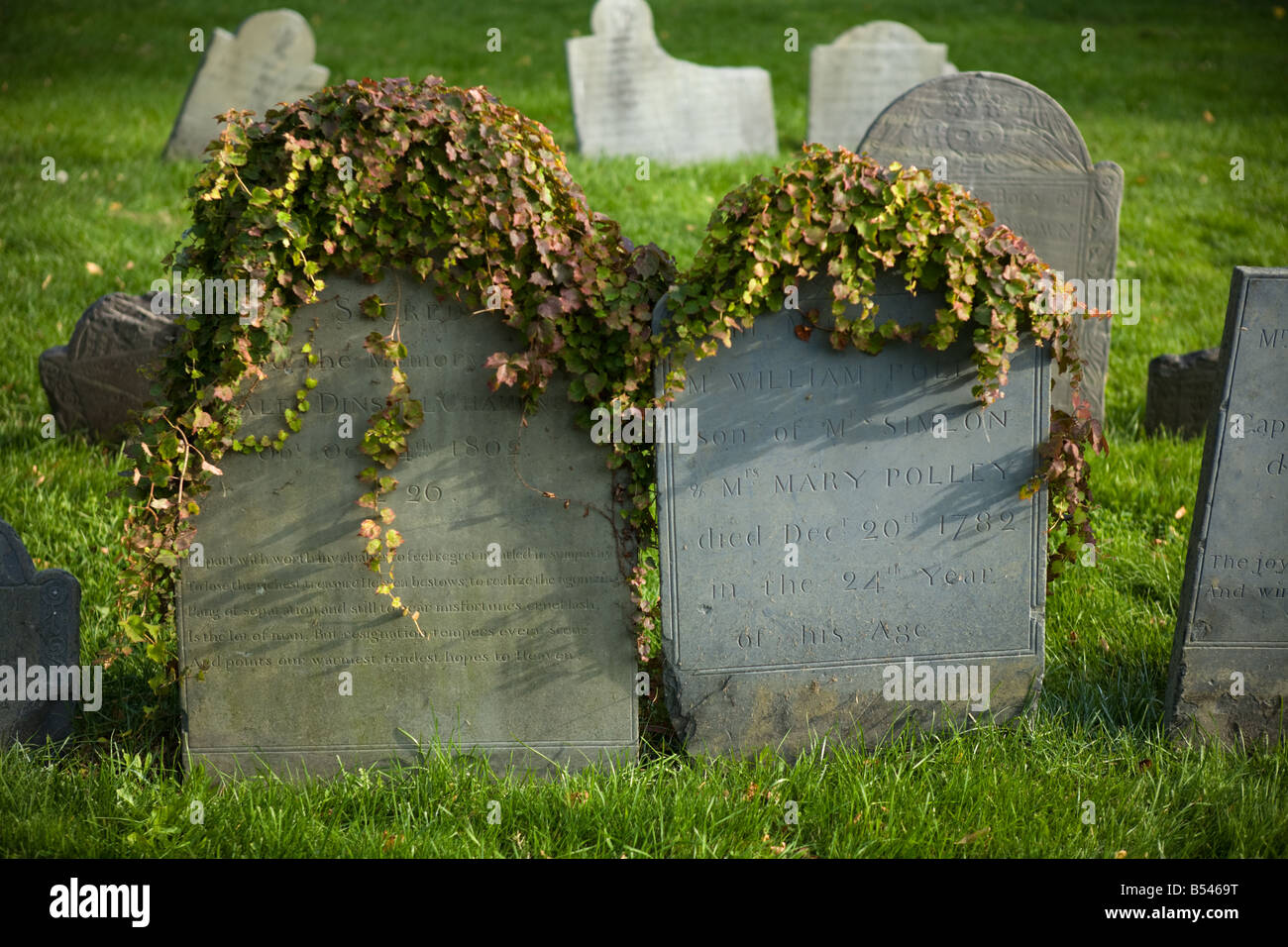 Copps Hill Burying Ground is on Freedom Trail North End Boston Massachusetts Stock Photo