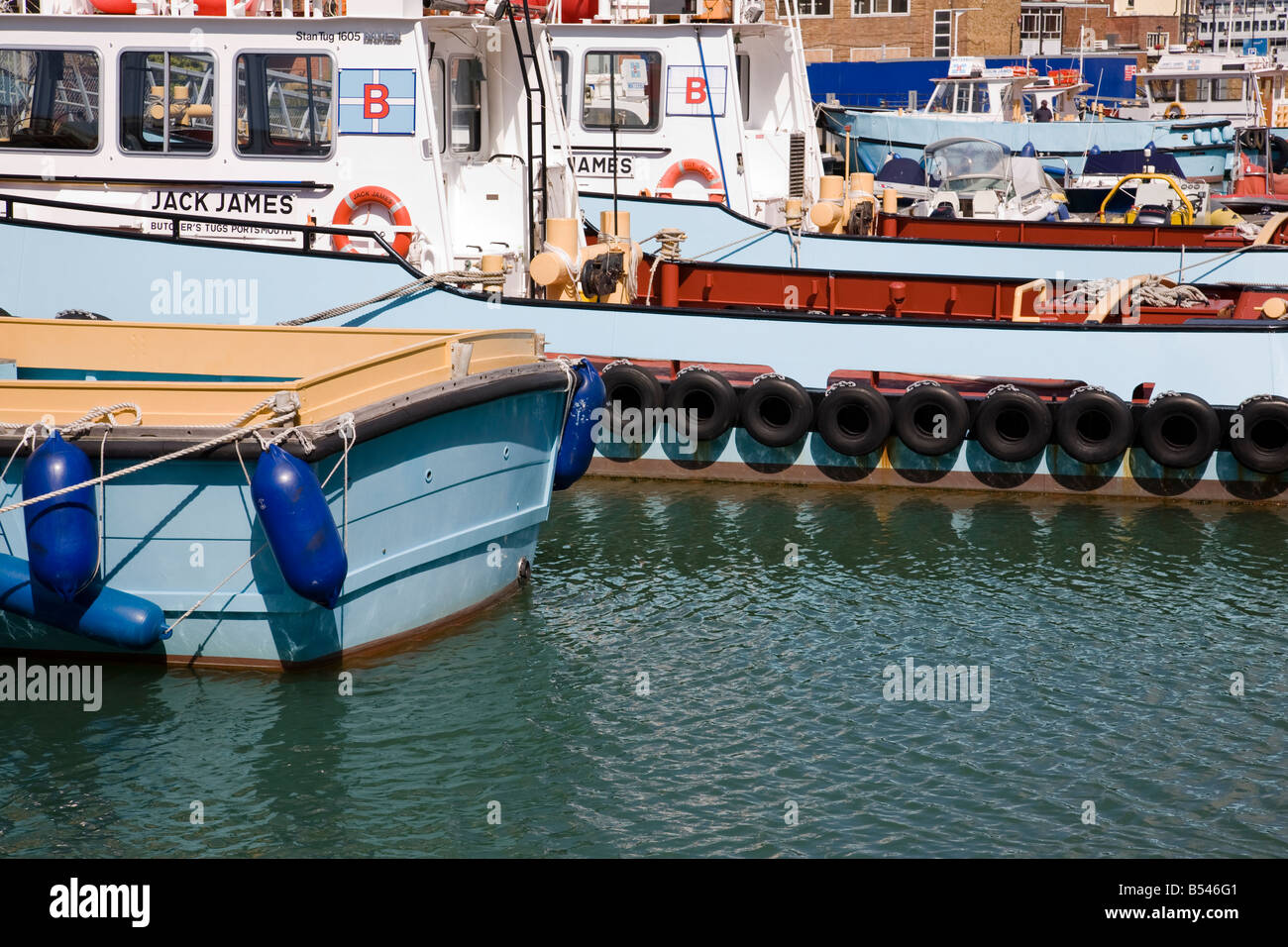 Various craft moored in Camber Dock, Portsmouth, Hampshire, England. Stock Photo