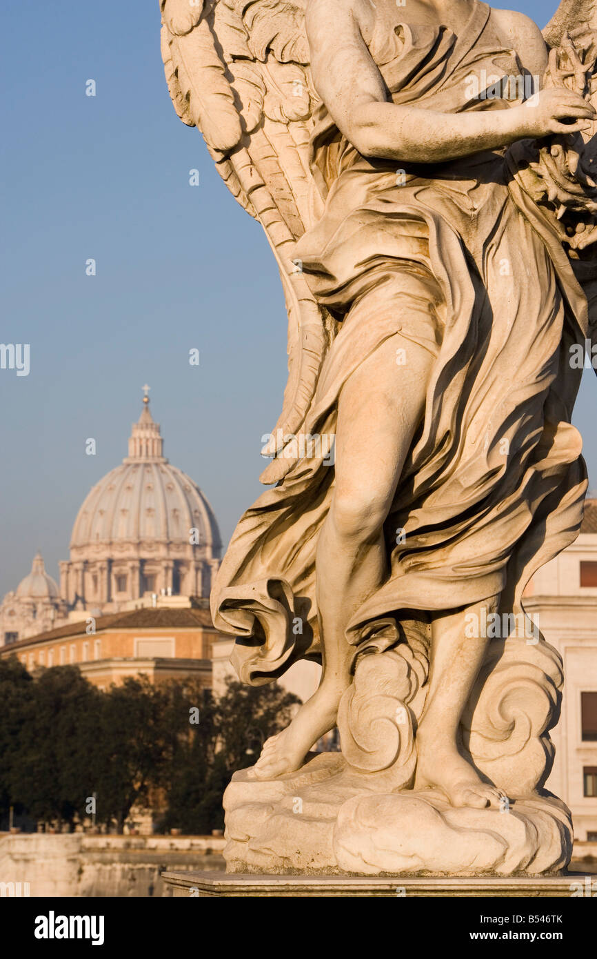 St. Peter´s basilica as seen from Sant´Angelo bridge, Rome. Italy Stock Photo