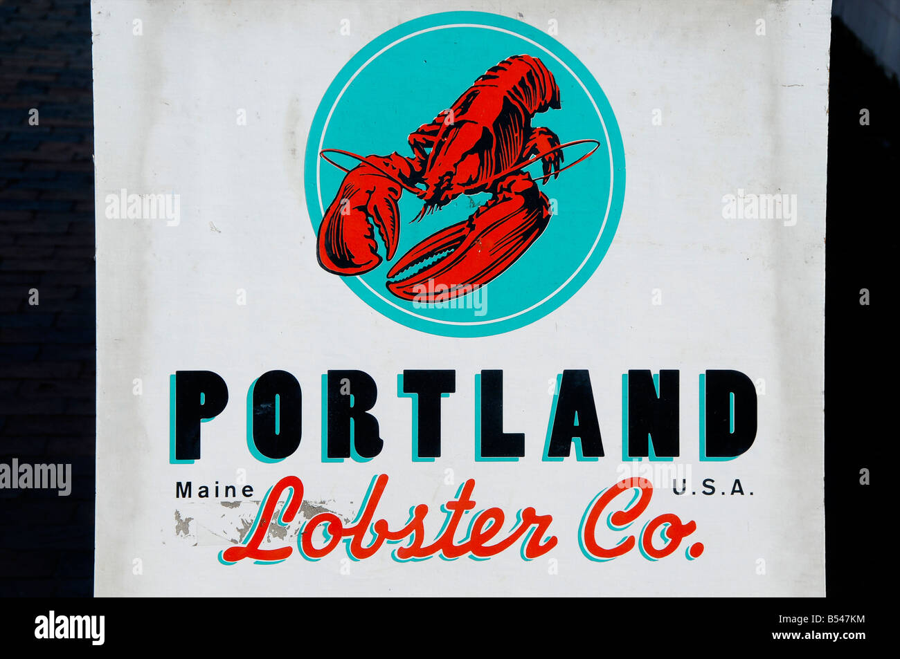 Sign for the Portland Lobster Company, Portland, Maine, USA Stock Photo
