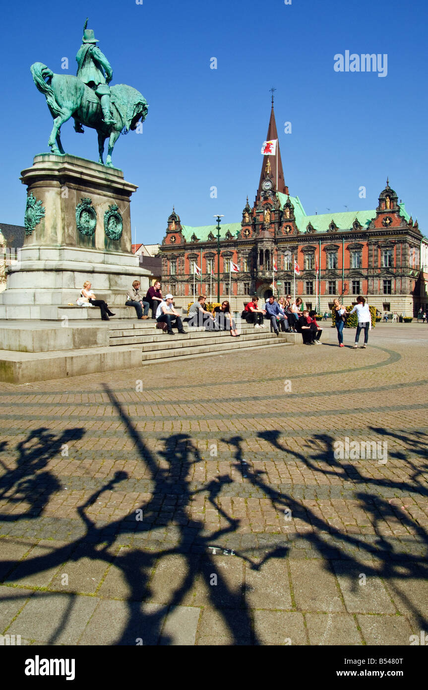 Stortorget square and Residenset in the Old Town of Malmö Sweden Stock Photo