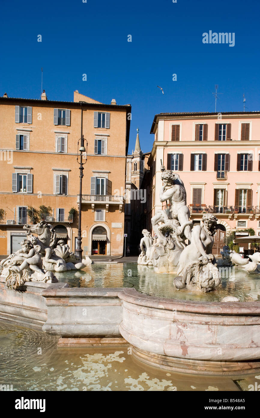 Neptune´s Fountain, at Piazza Navona. Rome. Italy Stock Photo - Alamy