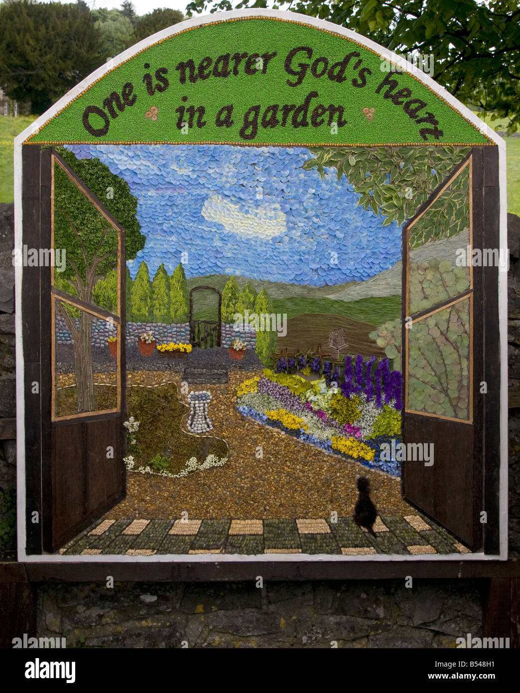 traditional derbyshire village well dressing at cressbrook 2008 on ...