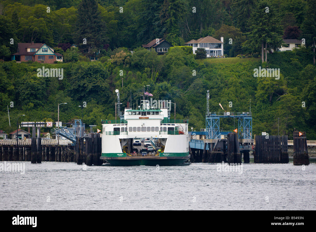 Ferry boat carries commuters to and from Seattle Washington and surrounding areas Stock Photo