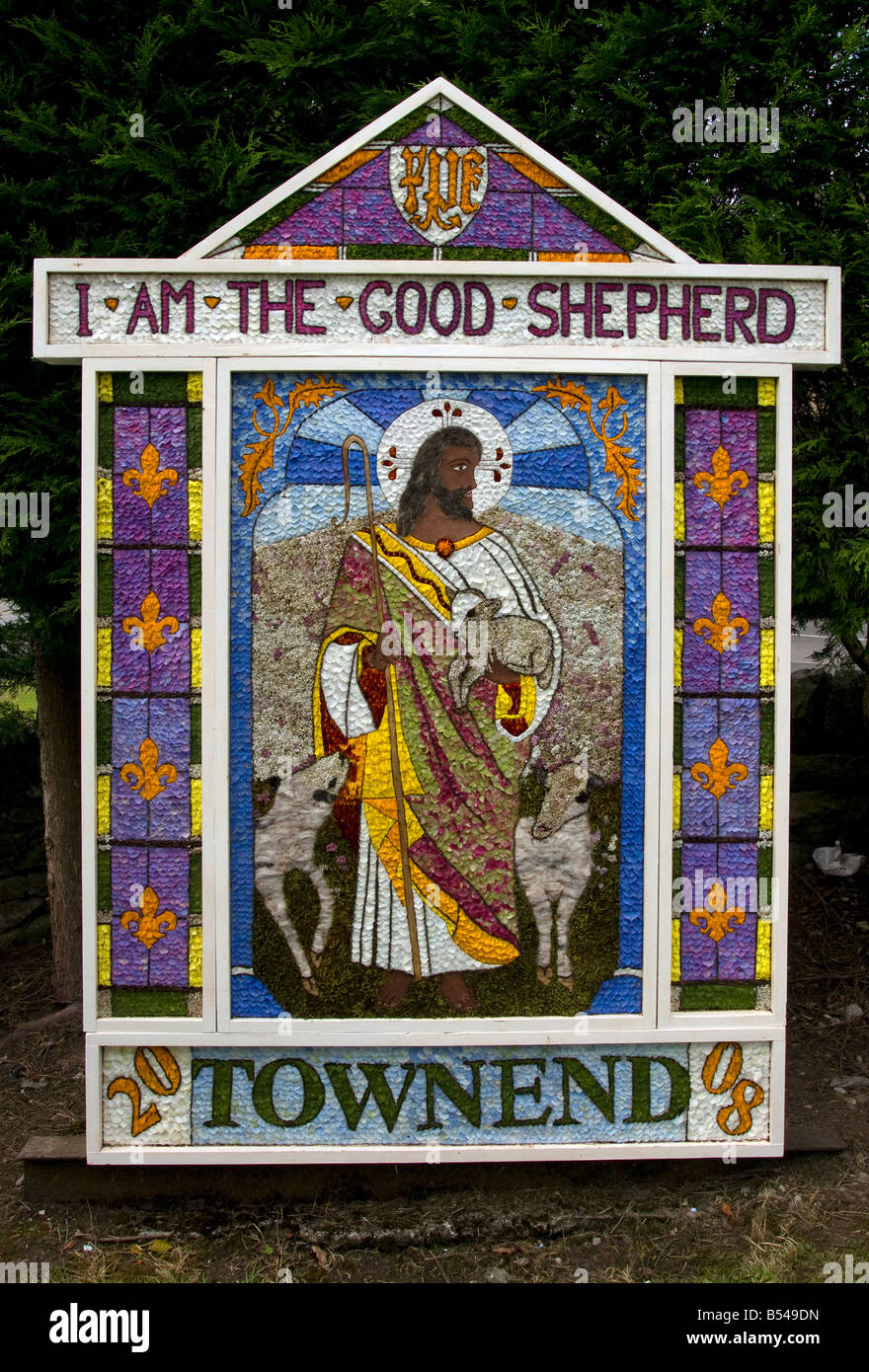 the good shepherd drebyshire well dressing townend bradwell Stock Photo