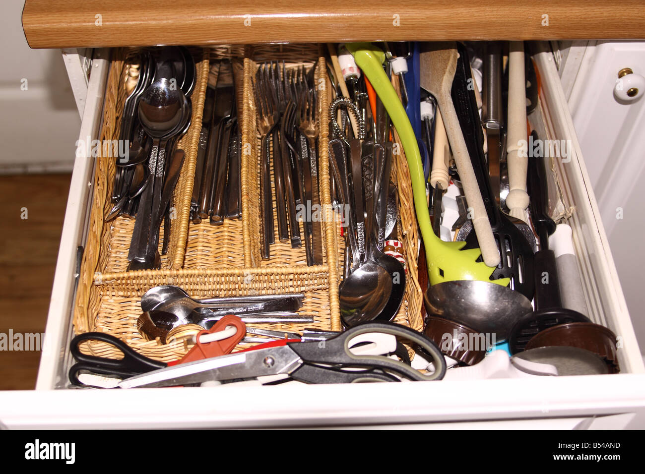 Cutlery drawer Stock Photo