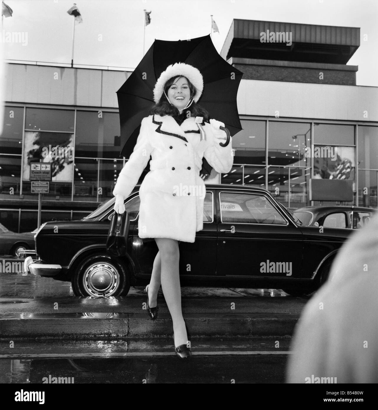 Miss Canada, 21 year old Jacqui Perring from Ontario arrived at Heathrow Airport today for the Miss World competition. ;Nov. 196 Stock Photo