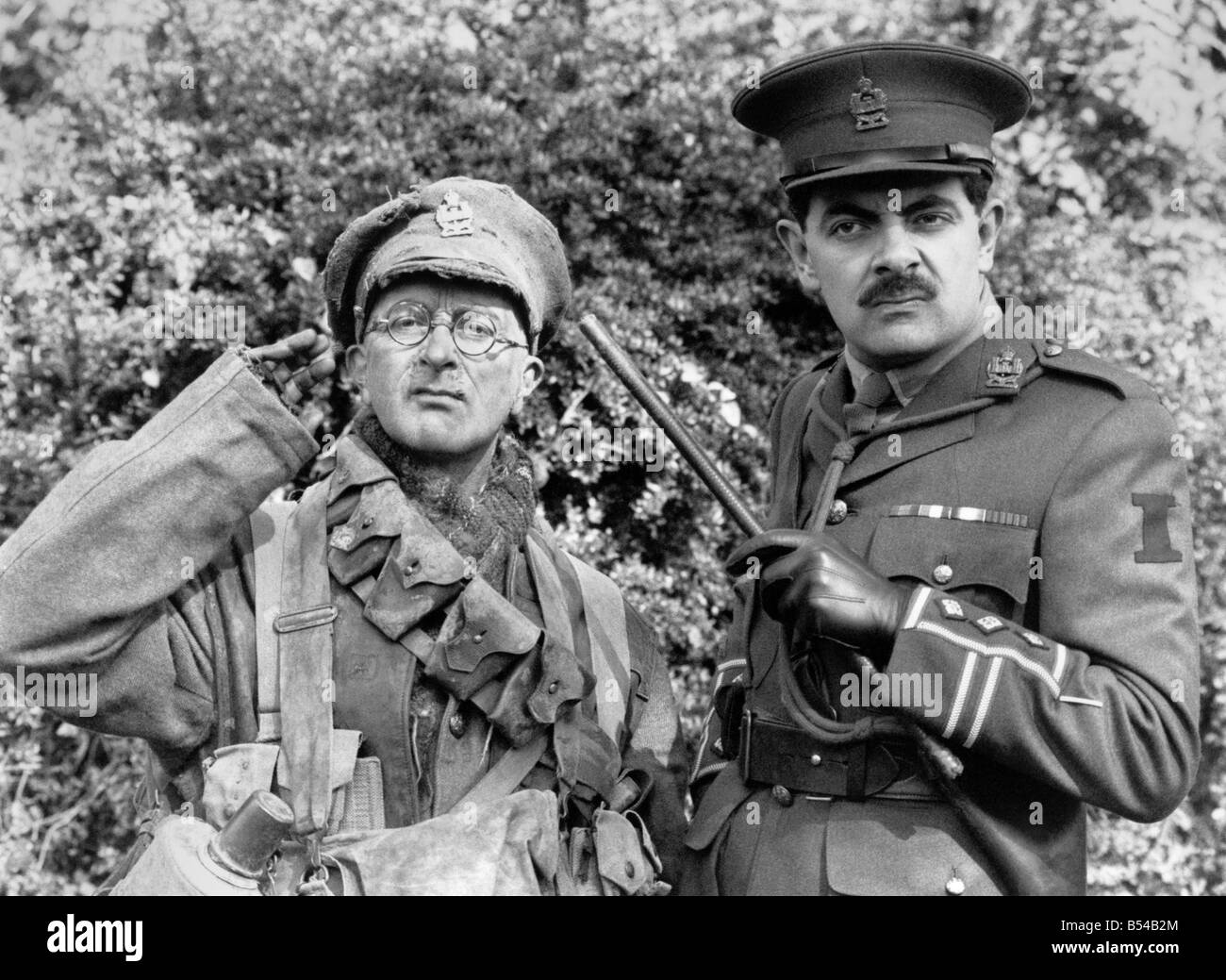 It's Blackadder and Baldrick, going well over the top in a new BBC series set in the trenches of World War one. Rowan Atkinson and Tony Robinson, along with their other old mates, will be back on the box at the end of this month. ;September 1989 ;P017080 Stock Photo