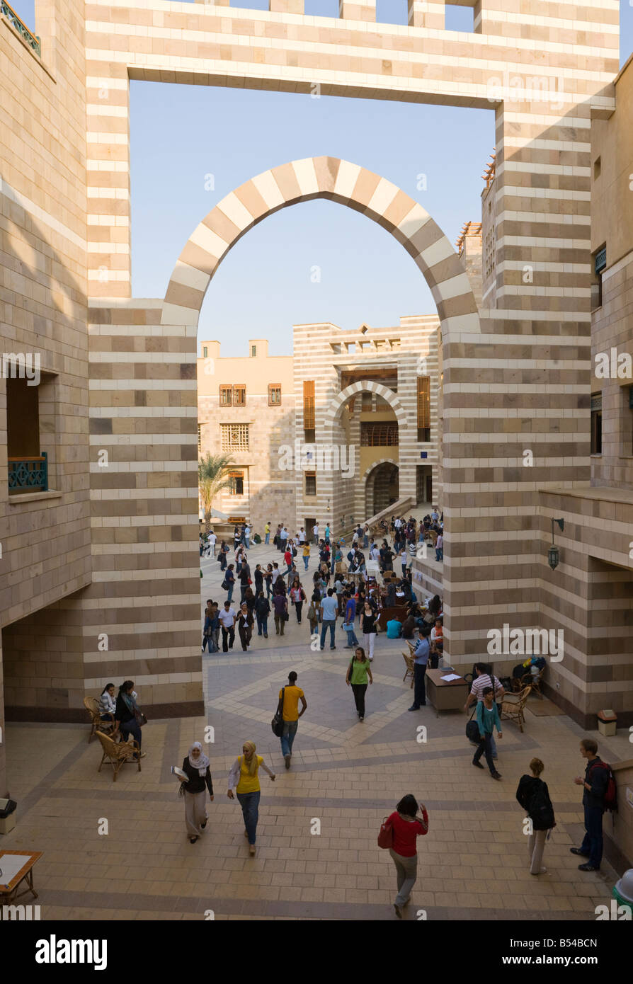 Students on new campus american university in cairo egypt stock photo