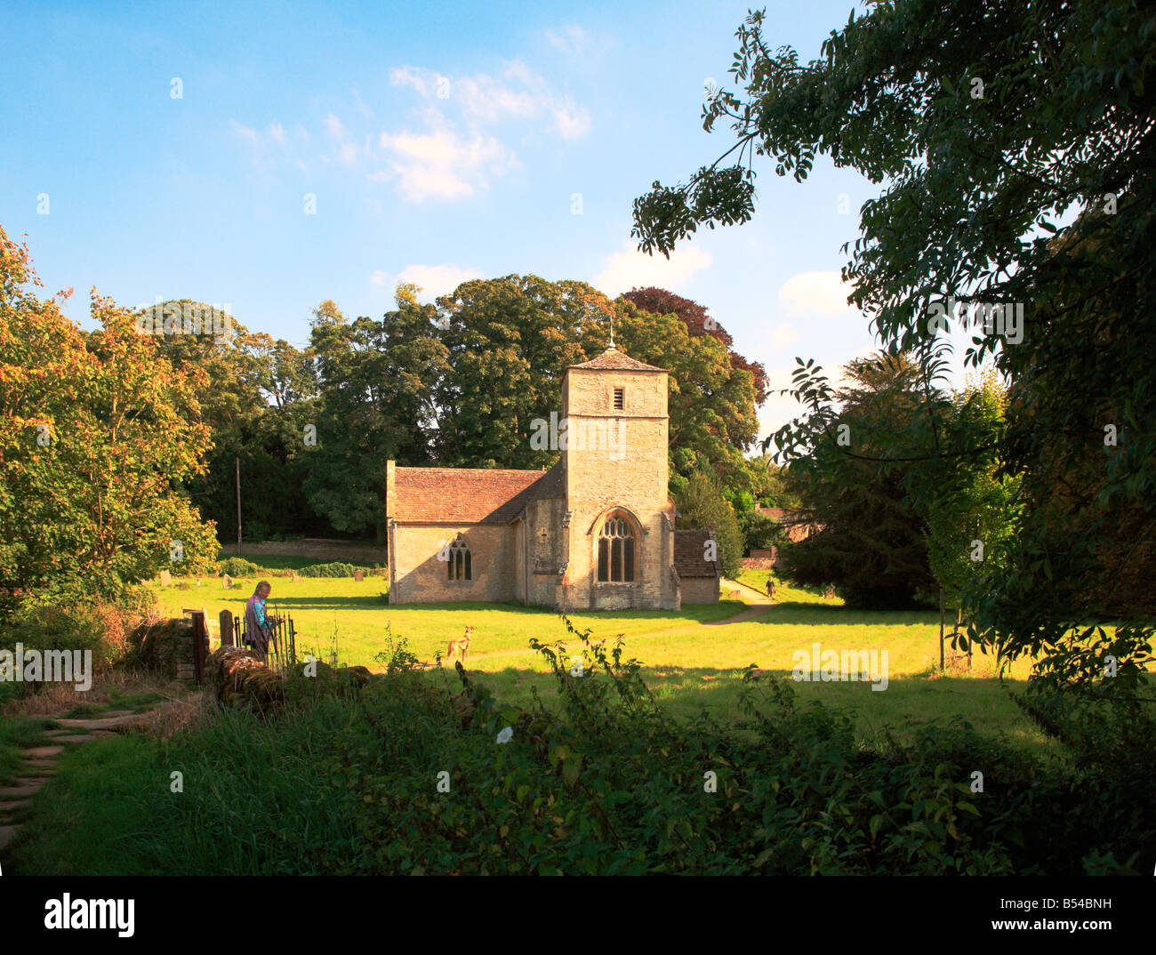 Evening Light  Eastleach Village Church  Glocestershire Cotswolds England UK Stock Photo