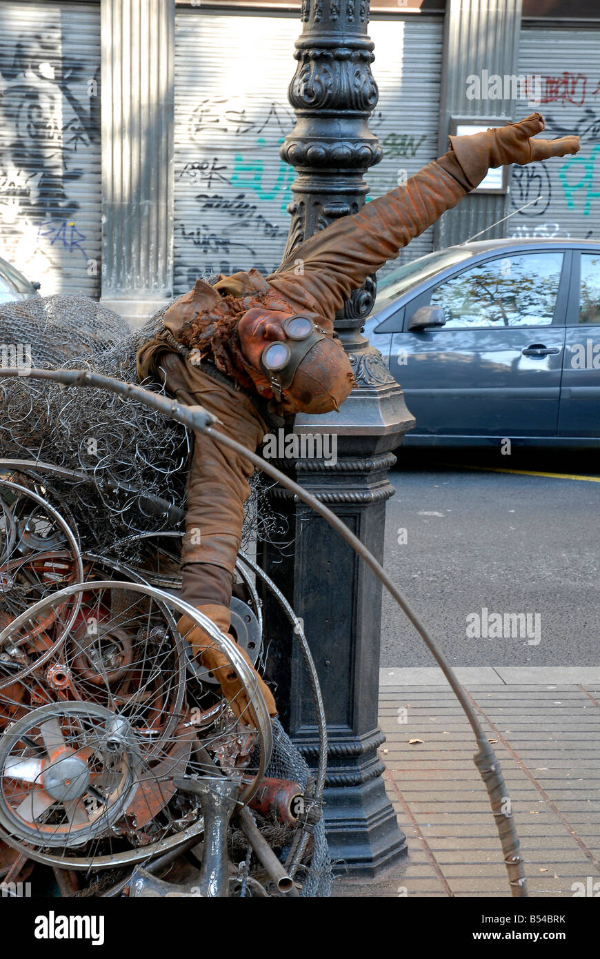 A street performer on Las Ramblas Stock Photo