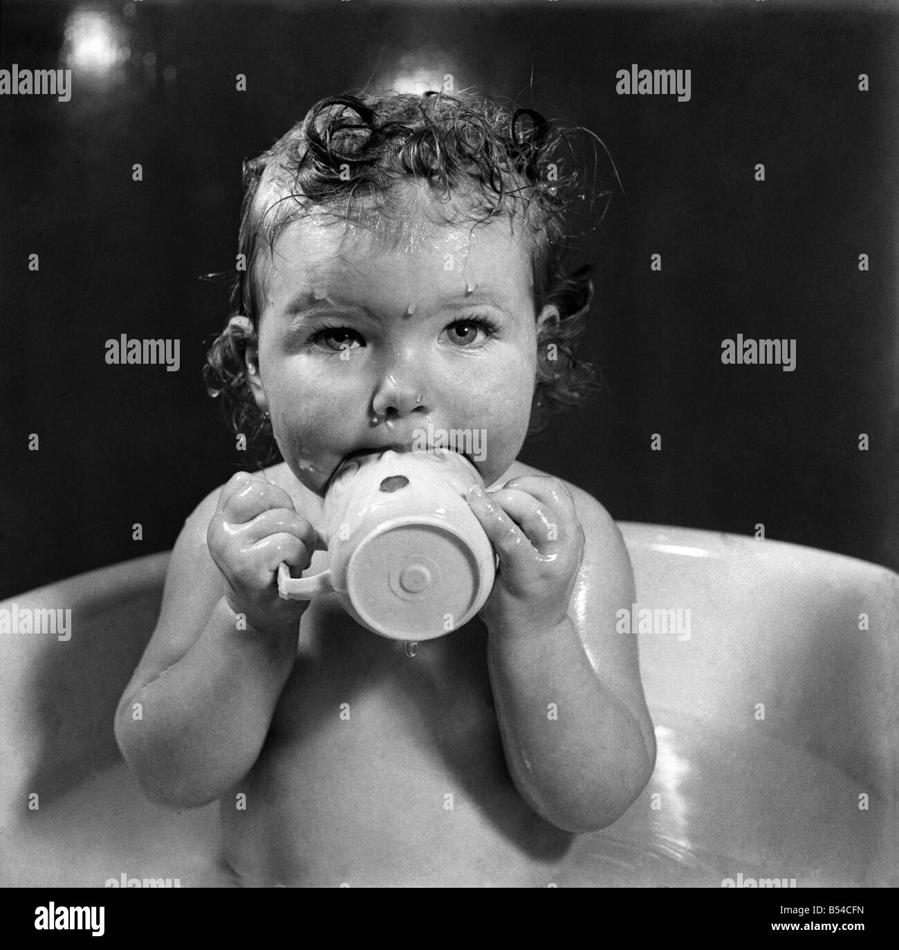 Bath time for one year old Kathleen Skelly is the happiest moments for