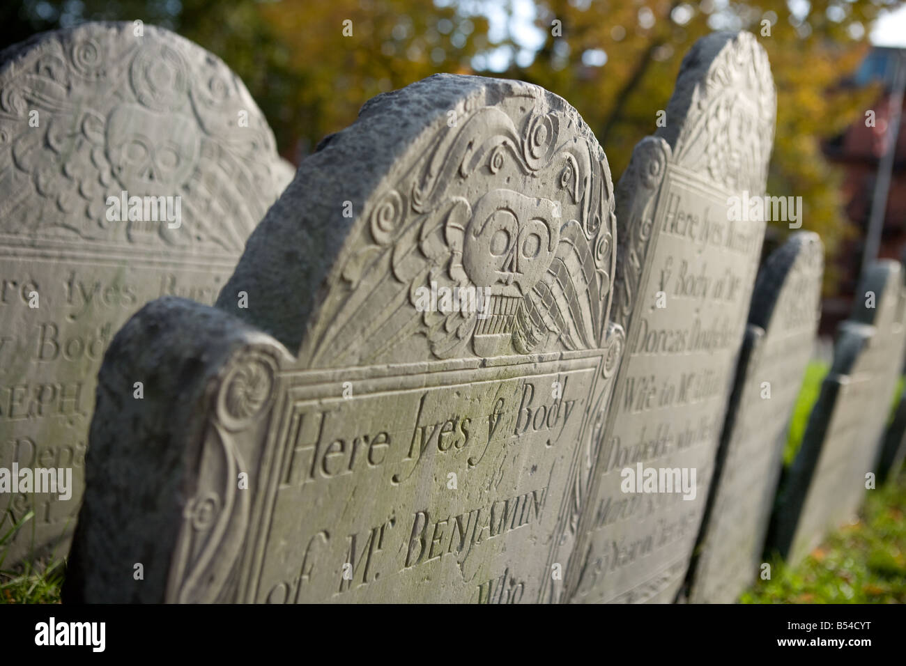 Copps Hill Burying Ground is on Freedom Trail North End Boston Massachusetts Stock Photo