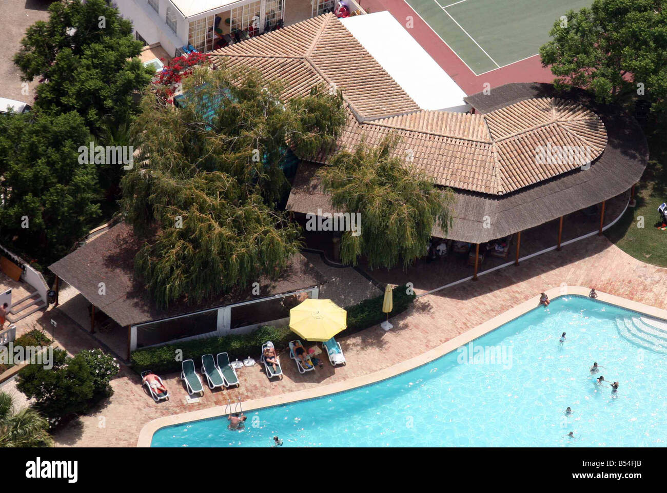 General view of the Tapas Bar of the Ocean Club in Praia de Luz, Portugal, where Madeleine McCann dissapeared. Stock Photo