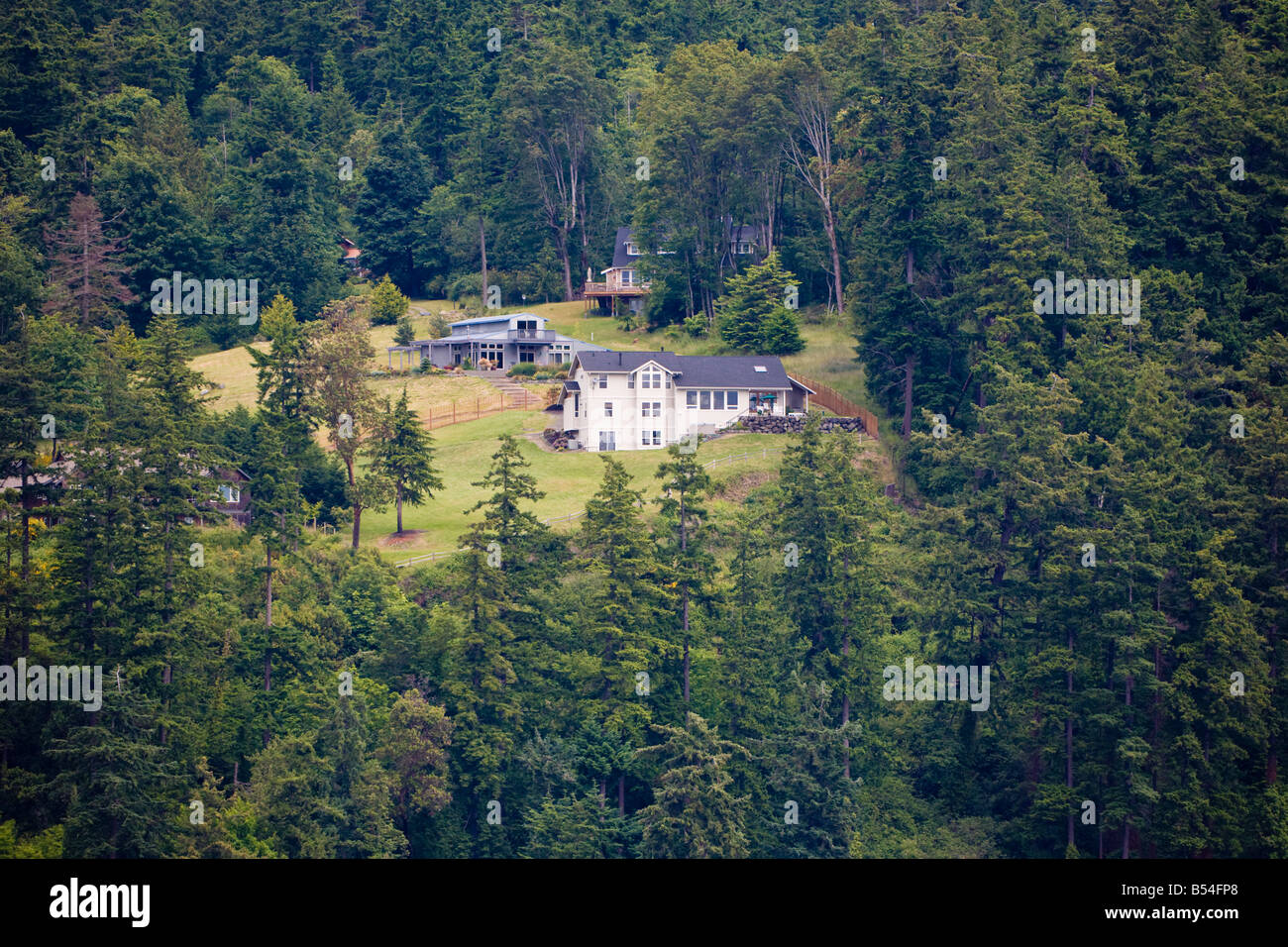 Residential island homes overlooking Puget Sound near Seattle