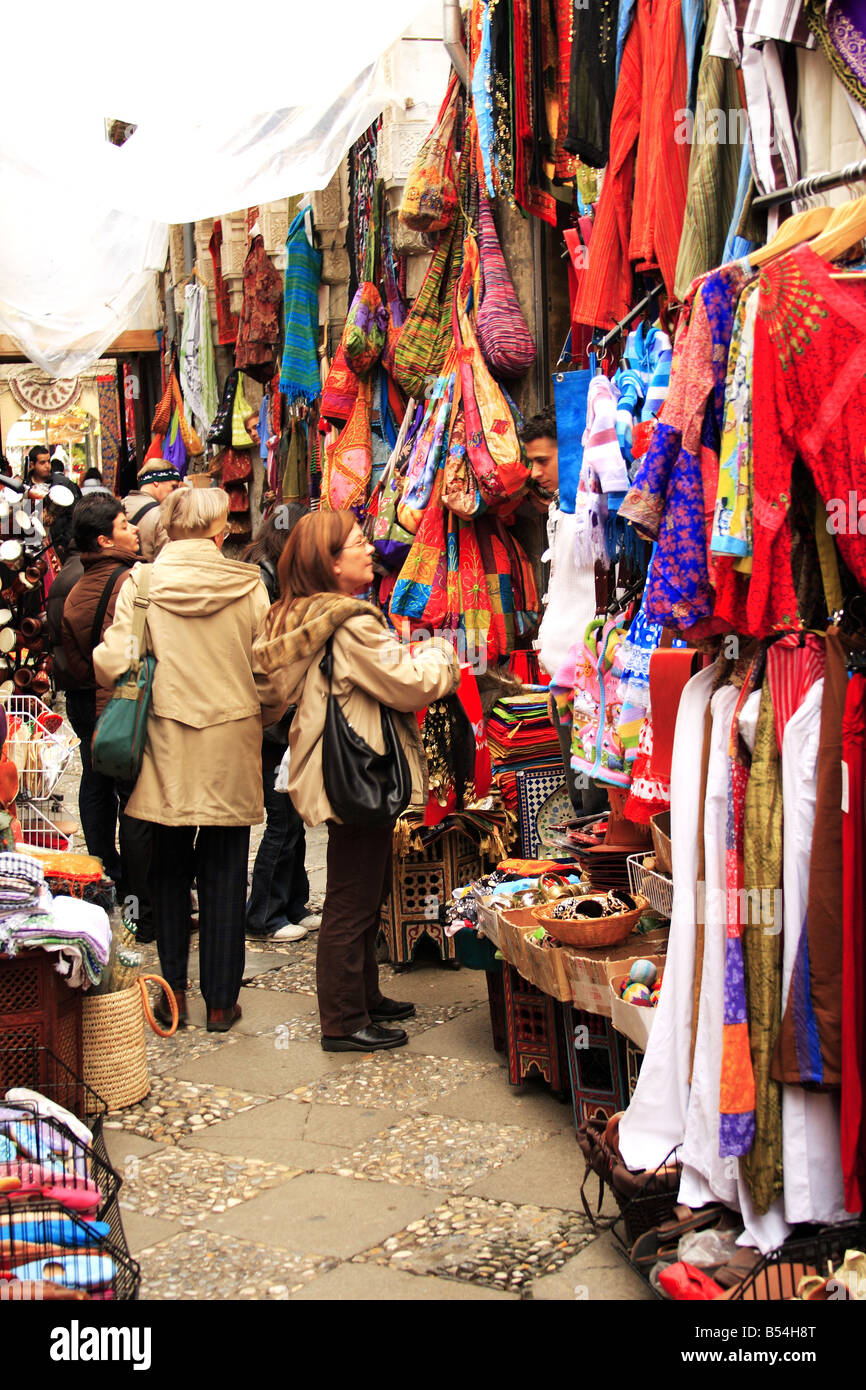 Open street market "Zoco en la Alcaiceria" in Granada, Spain Stock