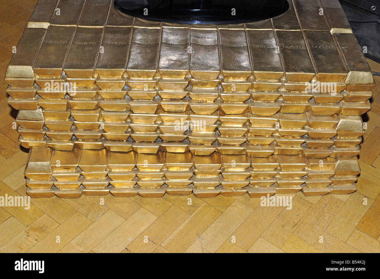 Stacks of gold bars Stock Photo