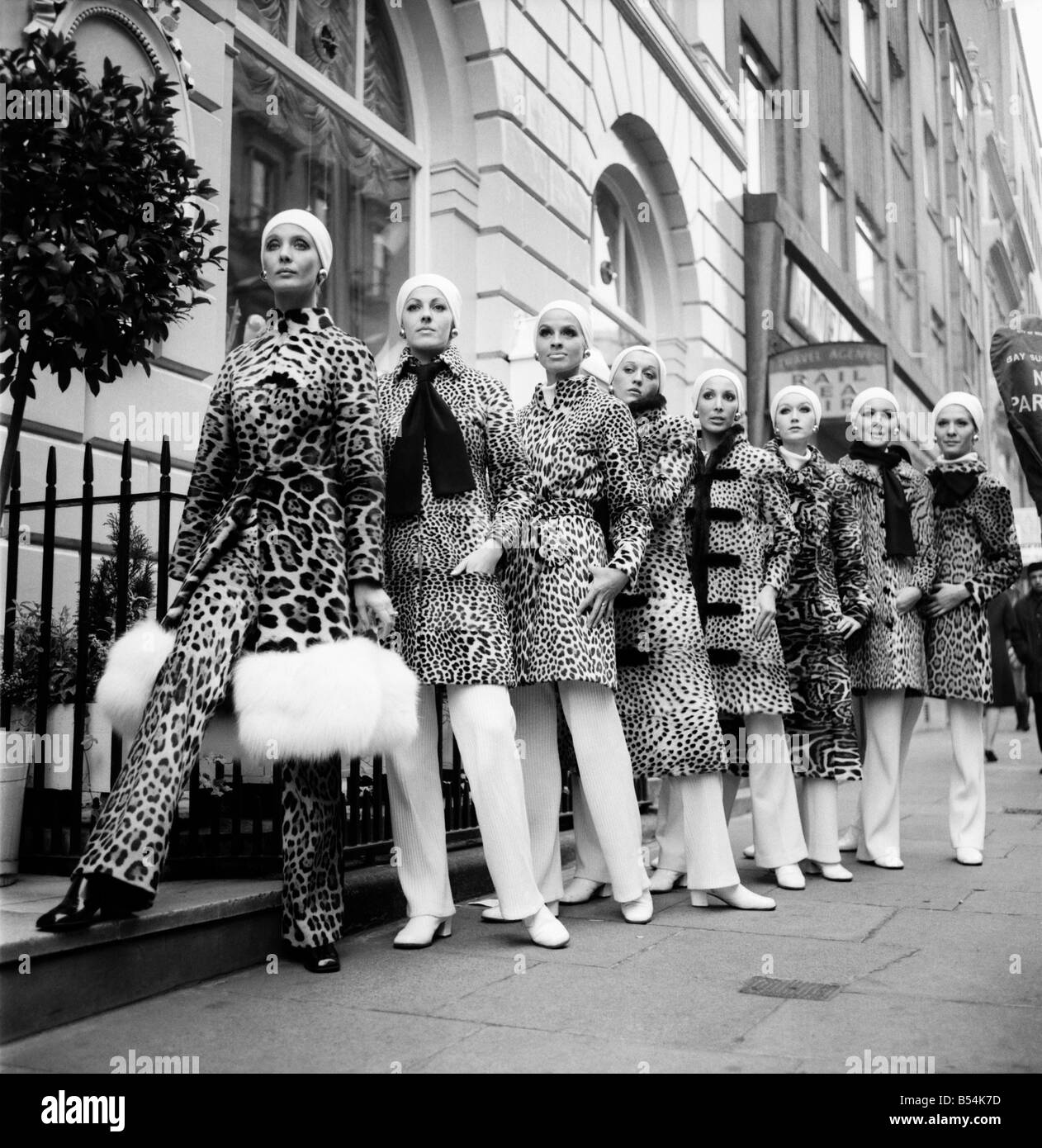 Christian Dior today showed in London a collection of furs for the Winter  69-70 from Paris. The girls who showed the furs, came Stock Photo - Alamy