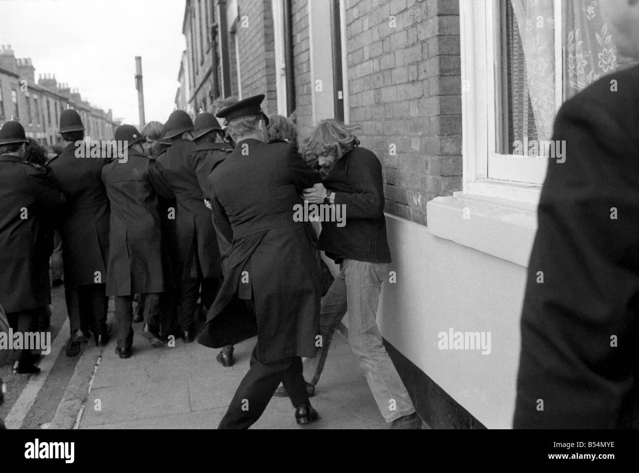 Sport Rugby Union. East Midlands v South Africa. Demonstration against the Springbok visit and apartheid policy. A policeman grapple with a demonstrator. November 1969 Z10797-008 Stock Photo