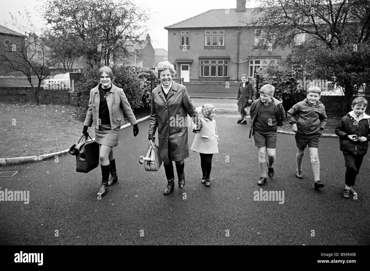 Clitheroe School Strike. Teachers and pupils return to school for the