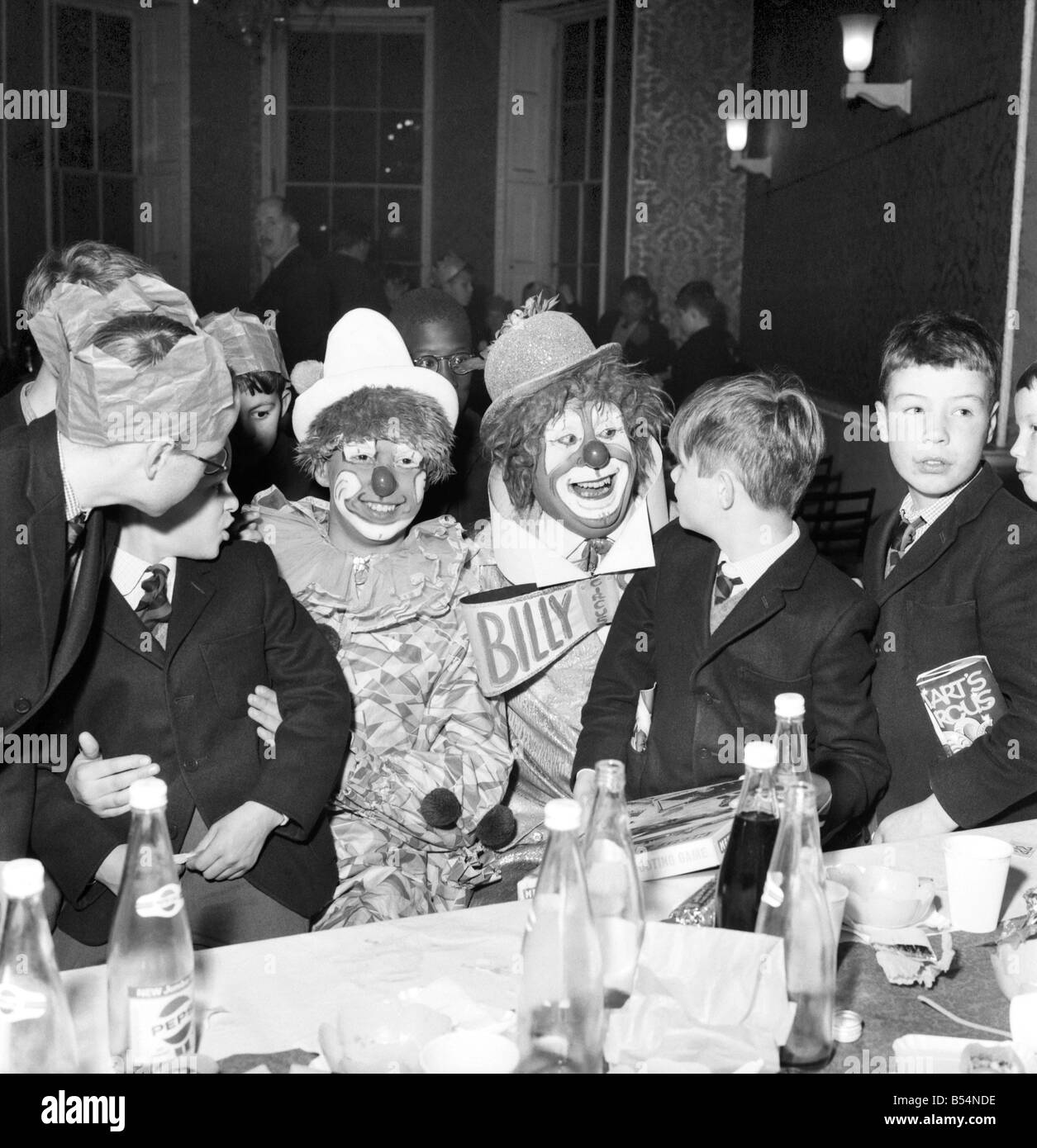 All kids like clowns, and the underprivileged children of Stoney School, Essex are no exception, IIO of them last night went to Stock Photo