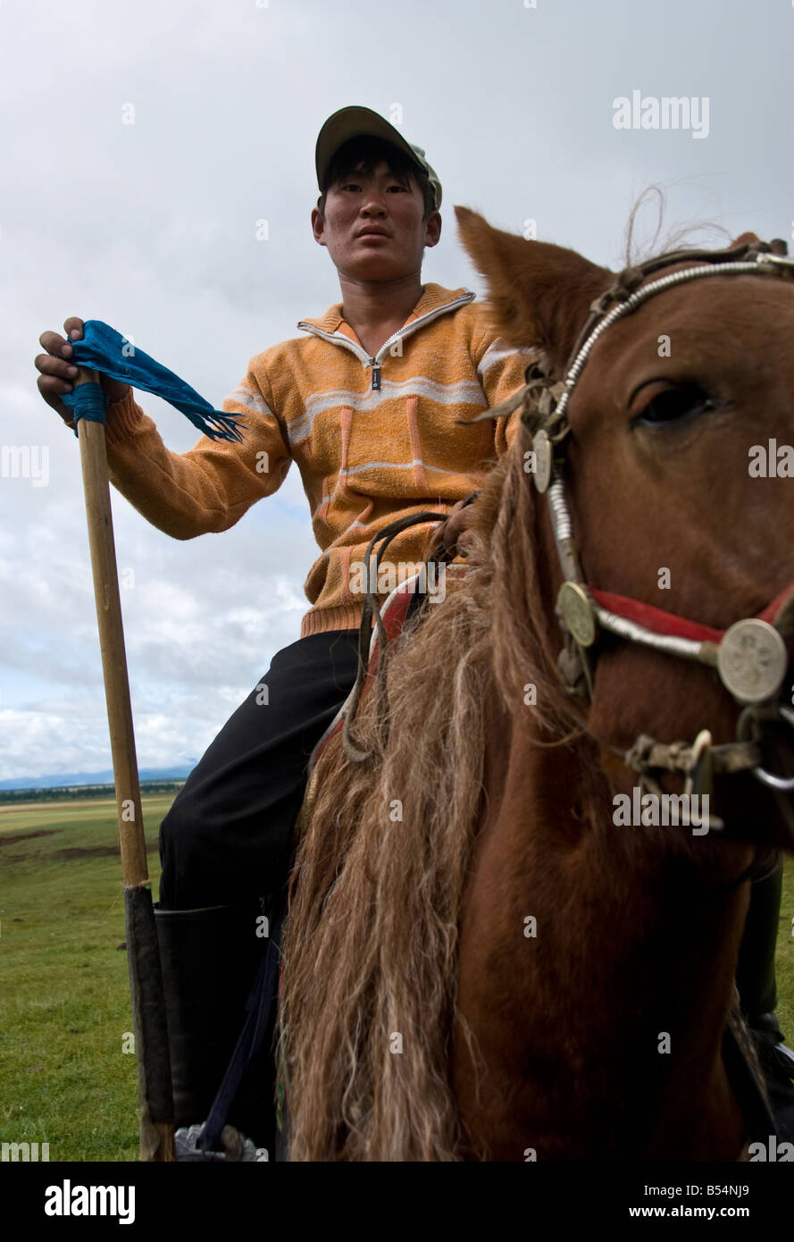 Young Nomad on top of a horse Northern Mongolia Stock Photo - Alamy