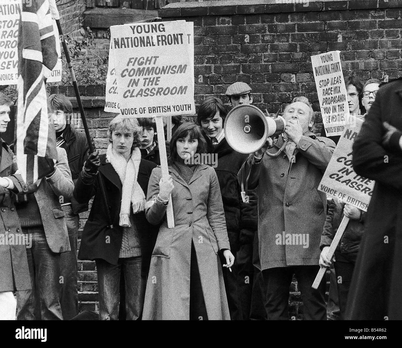 Youth National Front Demo held today at ILEA T V Centre in Battersea London dbase MSI Stock Photo