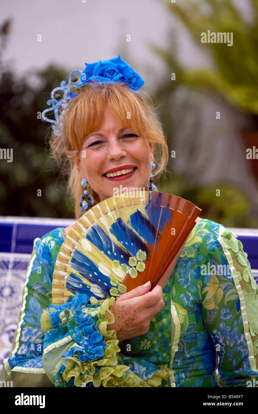 Beautiful blond middle aged Spanish woman in traditional costume