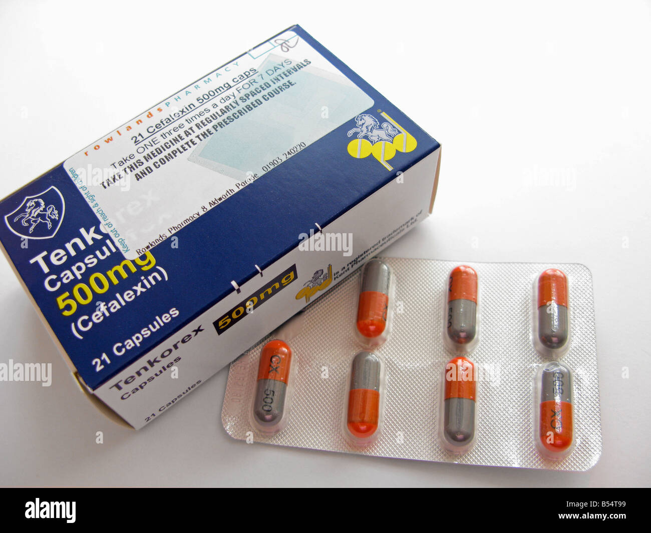 Tenkorex capsules taken to treat infections Stock Photo