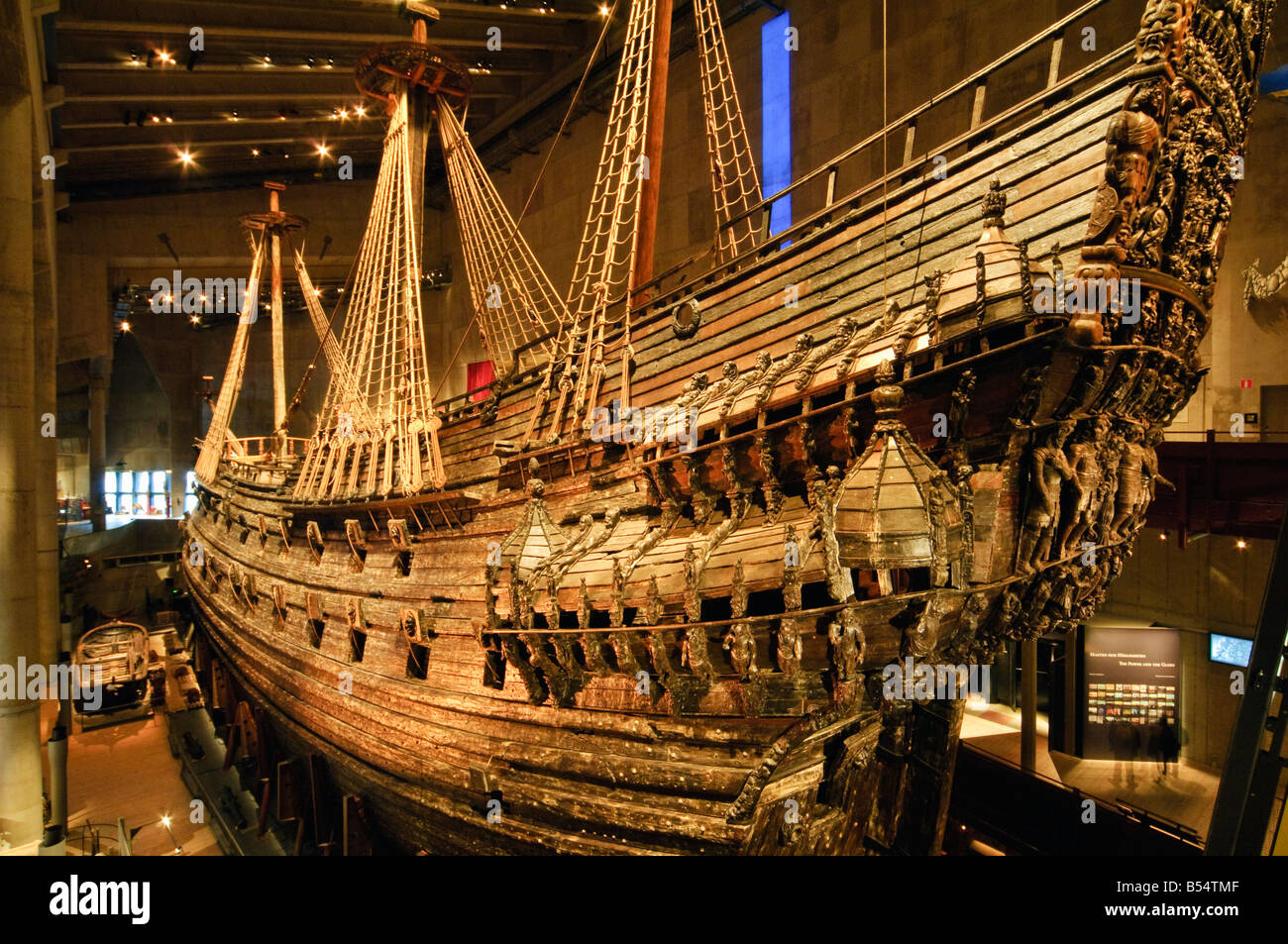 17th century warship Vasa on show at Vasamuseet Vasa museum in Stockholm Sweden Stock Photo