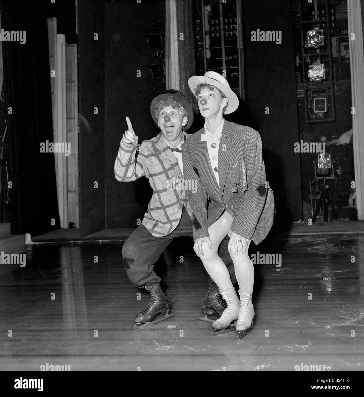 Entertainment: Ice Shows Clowns performing on ice. September 1953 D5810-002 Stock Photo