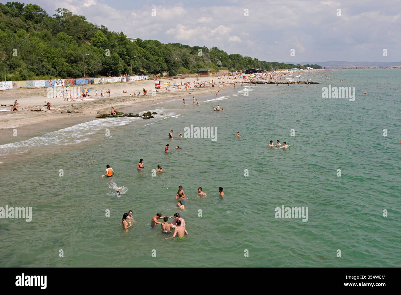 beach in front of Burgas Stock Photo