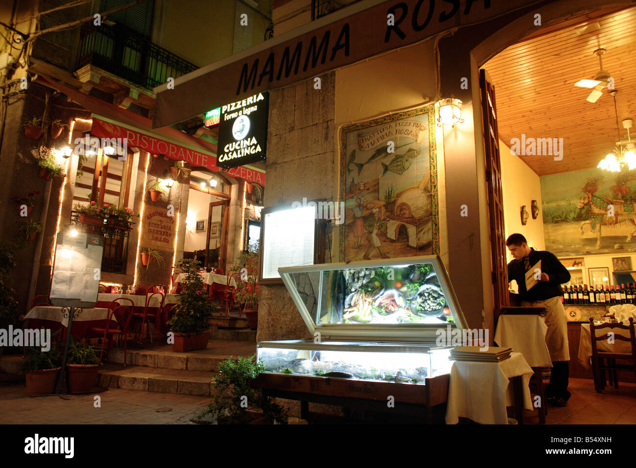 A restaurant called Mamma Rosa in Taormina, Sicily Stock Photo