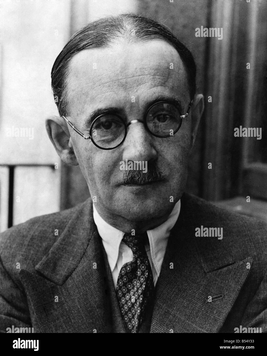 Portrait of Professor Harold Laski, Chairman of the Labour Party Conference. &#13;&#10;June 1946 &#13;&#10;P011240 Stock Photo