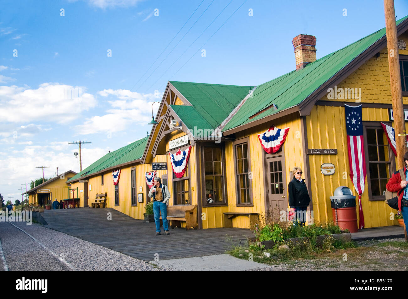 Train depot in downtown Chama New Mexico Stock Photo Alamy