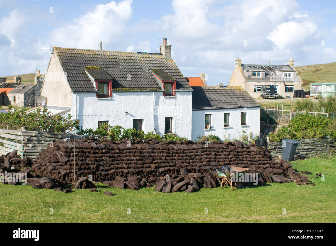 Peat Stack at a Croft House at Clerkhill Crask Bettyhill Sutherland Scottish Highlands Scotland UK Stock Photo