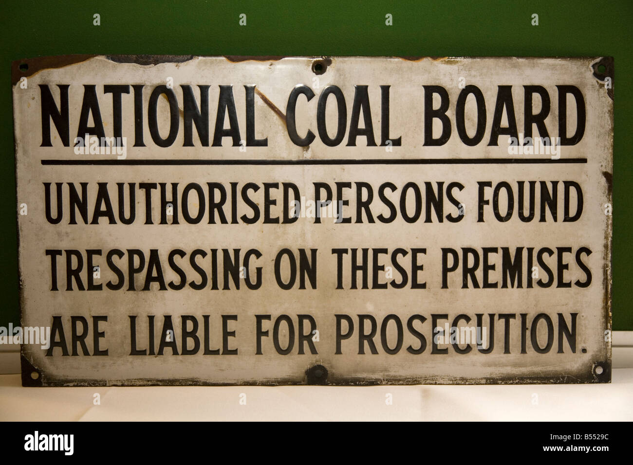 A National Coal Board Sign forbids unauthorised entry. Stock Photo