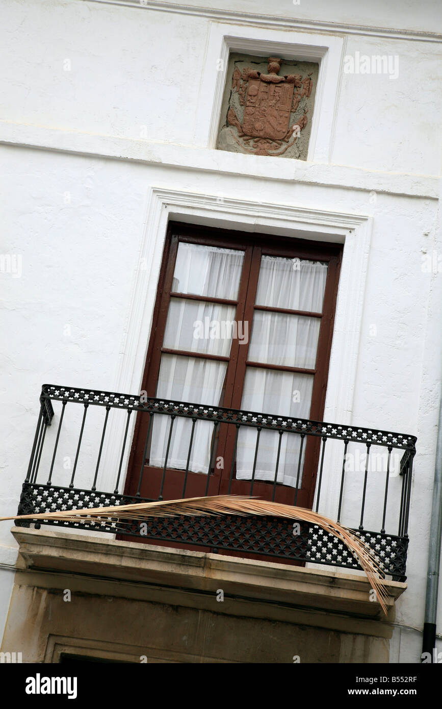 Balcony of historic house in the Axerquía area of Cordoba, Spain Stock Photo