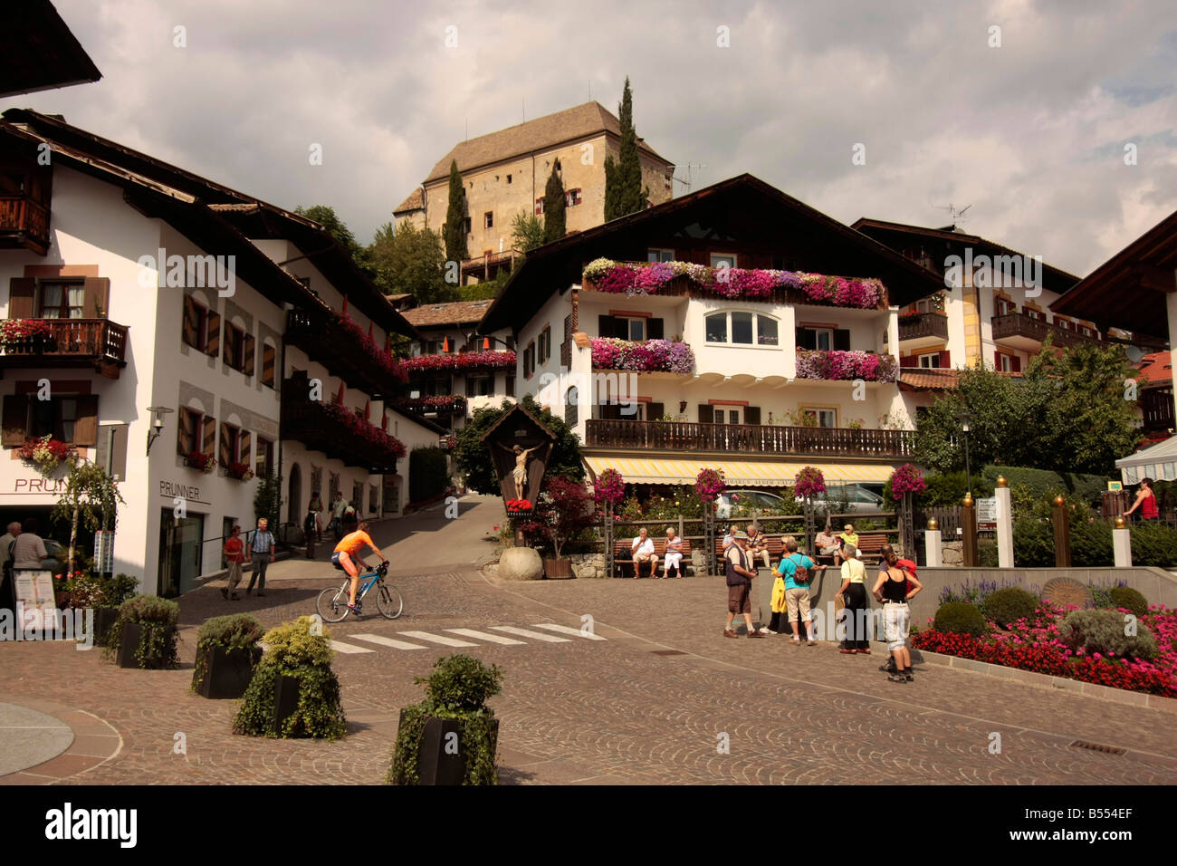 castle and center of Schenna near Meran South Tyrol Italy Stock Photo