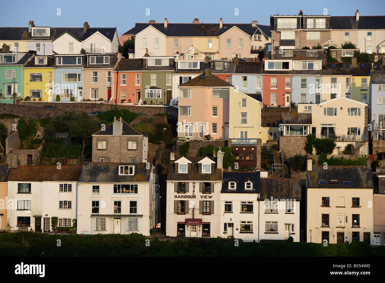 Brixham sea front English Channel typical houses Devon Great Britain