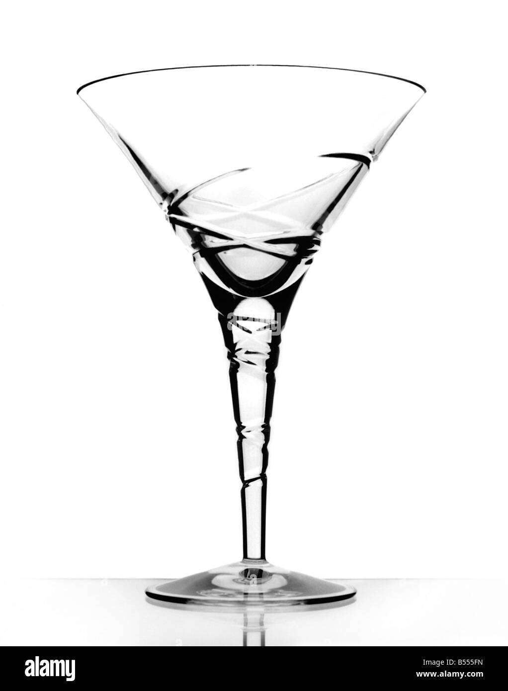 High Key image of a martini glass against white background. Stock Photo